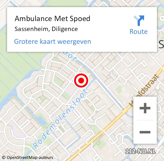 Locatie op kaart van de 112 melding: Ambulance Met Spoed Naar Sassenheim, Diligence op 24 juni 2021 14:12