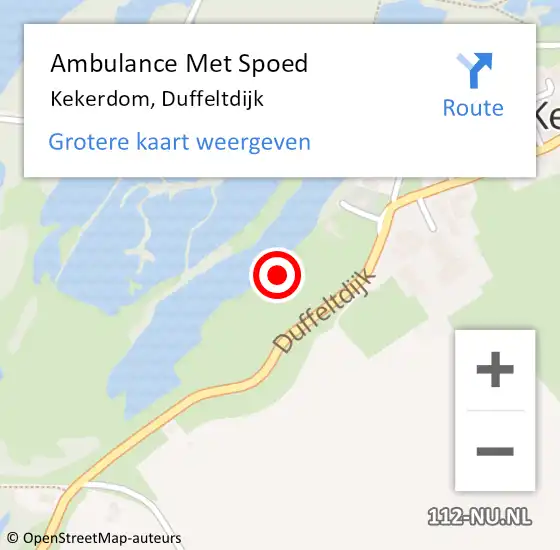 Locatie op kaart van de 112 melding: Ambulance Met Spoed Naar Kekerdom, Duffeltdijk op 24 juni 2021 14:19