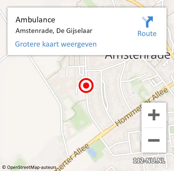 Locatie op kaart van de 112 melding: Ambulance Amstenrade, De Gijselaar op 14 juni 2014 09:08