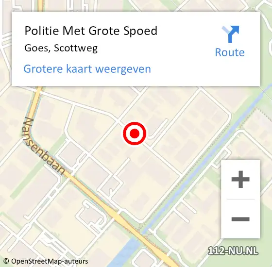 Locatie op kaart van de 112 melding: Politie Met Grote Spoed Naar Goes, Scottweg op 24 juni 2021 14:39