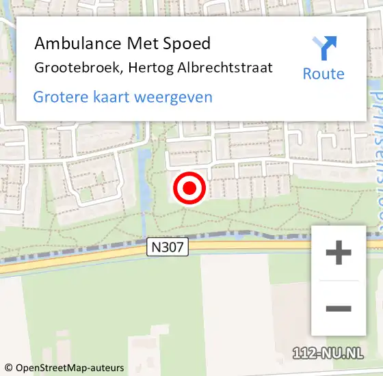 Locatie op kaart van de 112 melding: Ambulance Met Spoed Naar Grootebroek, Hertog Albrechtstraat op 24 juni 2021 14:44