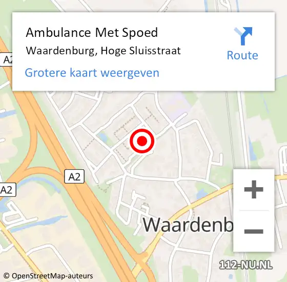 Locatie op kaart van de 112 melding: Ambulance Met Spoed Naar Waardenburg, Hoge Sluisstraat op 24 juni 2021 14:47