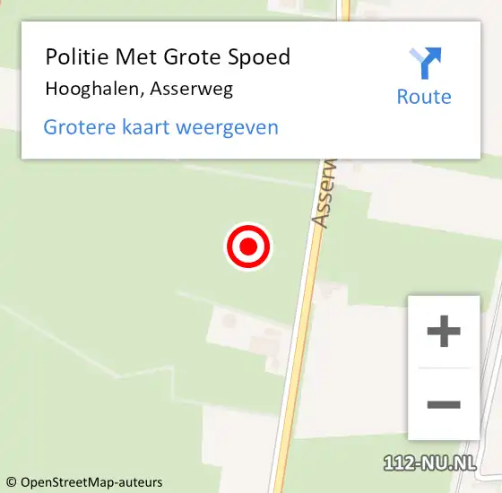 Locatie op kaart van de 112 melding: Politie Met Grote Spoed Naar Hooghalen, Asserweg op 24 juni 2021 14:48