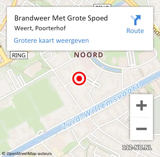 Locatie op kaart van de 112 melding: Brandweer Met Grote Spoed Naar Weert, Poorterhof op 24 juni 2021 14:51