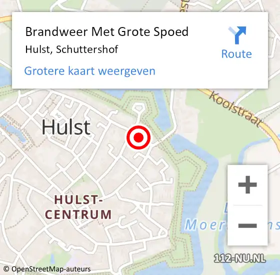 Locatie op kaart van de 112 melding: Brandweer Met Grote Spoed Naar Hulst, Schuttershof op 24 juni 2021 14:54