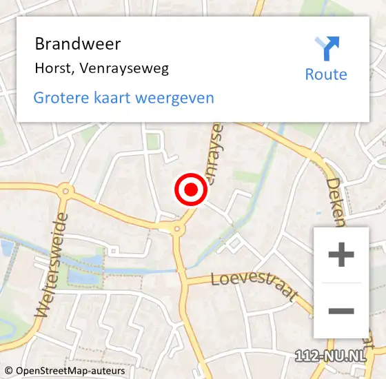 Locatie op kaart van de 112 melding: Brandweer Horst, Venrayseweg op 24 juni 2021 15:00