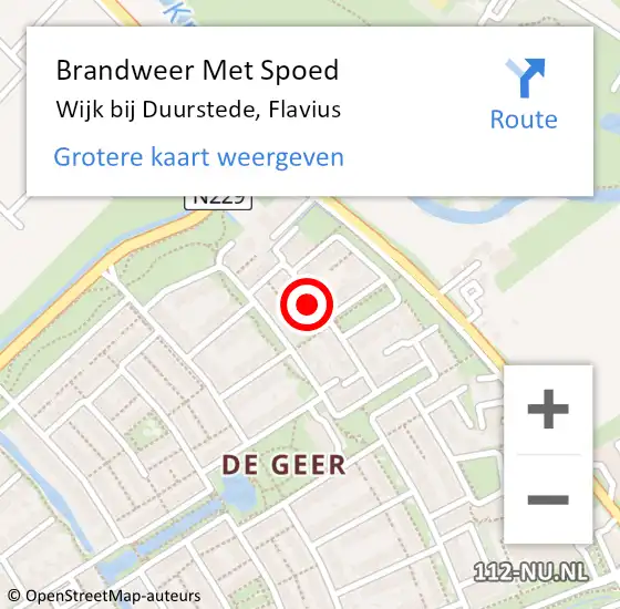 Locatie op kaart van de 112 melding: Brandweer Met Spoed Naar Wijk bij Duurstede, Flavius op 24 juni 2021 15:15