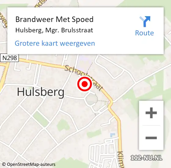 Locatie op kaart van de 112 melding: Brandweer Met Spoed Naar Hulsberg, Mgr. Brulsstraat op 24 juni 2021 15:24