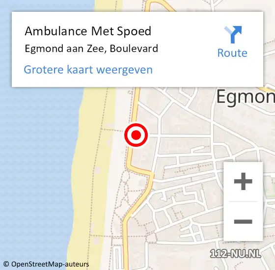 Locatie op kaart van de 112 melding: Ambulance Met Spoed Naar Egmond aan Zee, Boulevard op 24 juni 2021 15:27