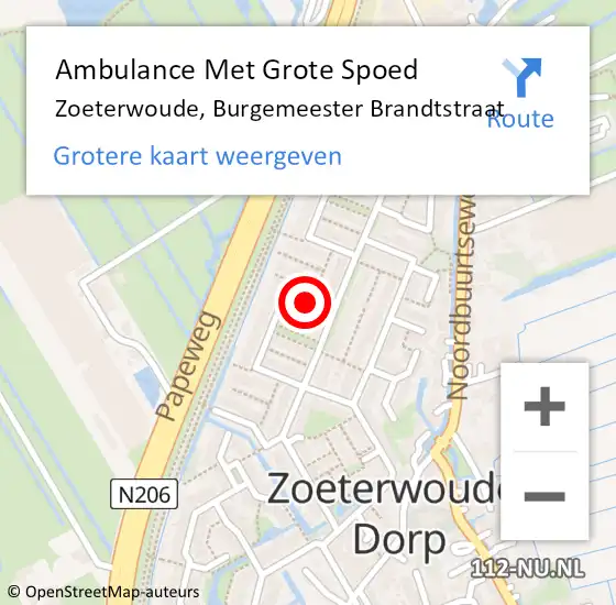 Locatie op kaart van de 112 melding: Ambulance Met Grote Spoed Naar Zoeterwoude, Burgemeester Brandtstraat op 24 juni 2021 15:49