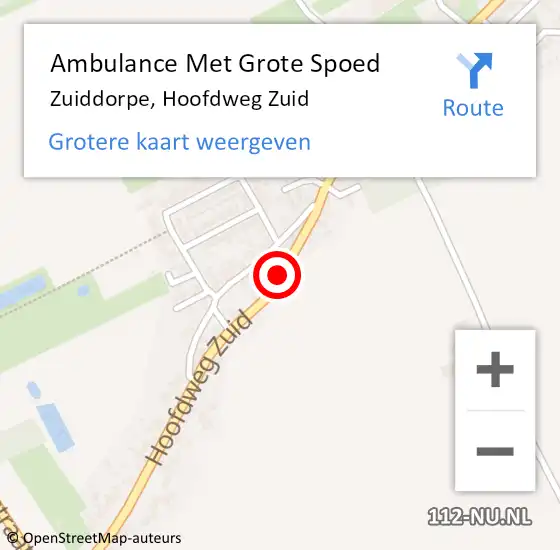 Locatie op kaart van de 112 melding: Ambulance Met Grote Spoed Naar Zuiddorpe, Hoofdweg Zuid op 24 juni 2021 16:01