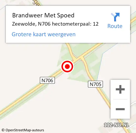 Locatie op kaart van de 112 melding: Brandweer Met Spoed Naar Zeewolde, N706 hectometerpaal: 12 op 24 juni 2021 16:10