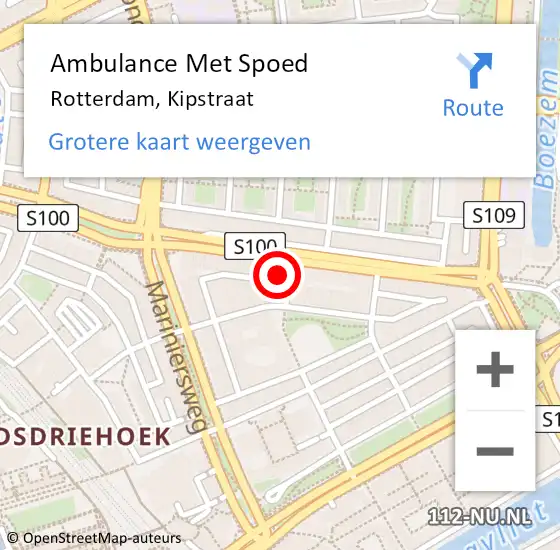 Locatie op kaart van de 112 melding: Ambulance Met Spoed Naar Rotterdam, Kipstraat op 24 juni 2021 16:16