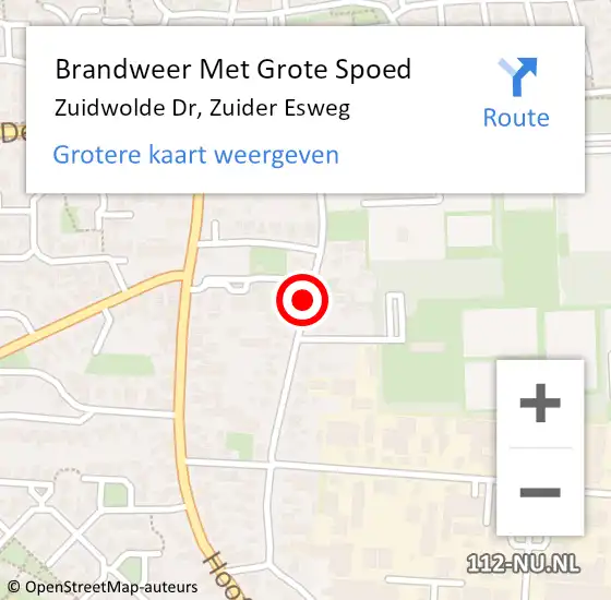 Locatie op kaart van de 112 melding: Brandweer Met Grote Spoed Naar Zuidwolde Dr, Zuider Esweg op 14 juni 2014 09:24