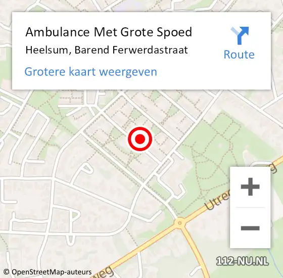 Locatie op kaart van de 112 melding: Ambulance Met Grote Spoed Naar Heelsum, Barend Ferwerdastraat op 24 juni 2021 16:40