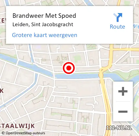 Locatie op kaart van de 112 melding: Brandweer Met Spoed Naar Leiden, Sint Jacobsgracht op 24 juni 2021 17:03