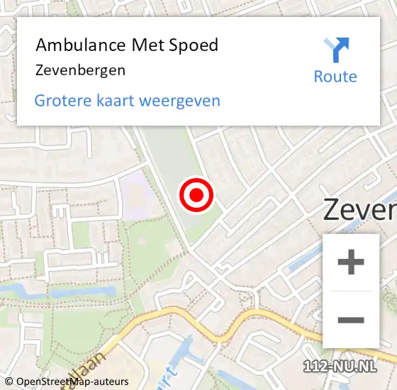 Locatie op kaart van de 112 melding: Ambulance Met Spoed Naar Zevenbergen op 24 juni 2021 17:18