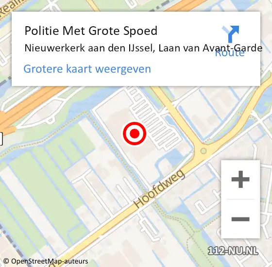 Locatie op kaart van de 112 melding: Politie Met Grote Spoed Naar Nieuwerkerk aan den IJssel, Laan van Avant-Garde op 24 juni 2021 17:31