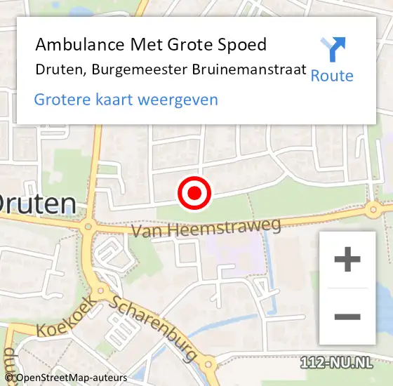Locatie op kaart van de 112 melding: Ambulance Met Grote Spoed Naar Druten, Burgemeester Bruinemanstraat op 24 juni 2021 17:42