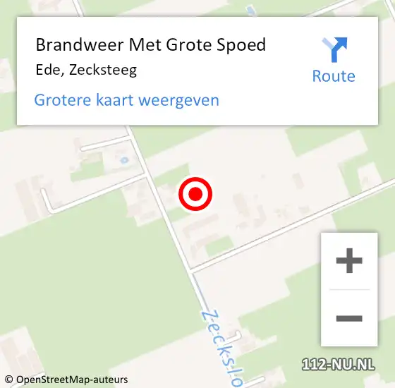 Locatie op kaart van de 112 melding: Brandweer Met Grote Spoed Naar Ede, Zecksteeg op 24 juni 2021 18:31