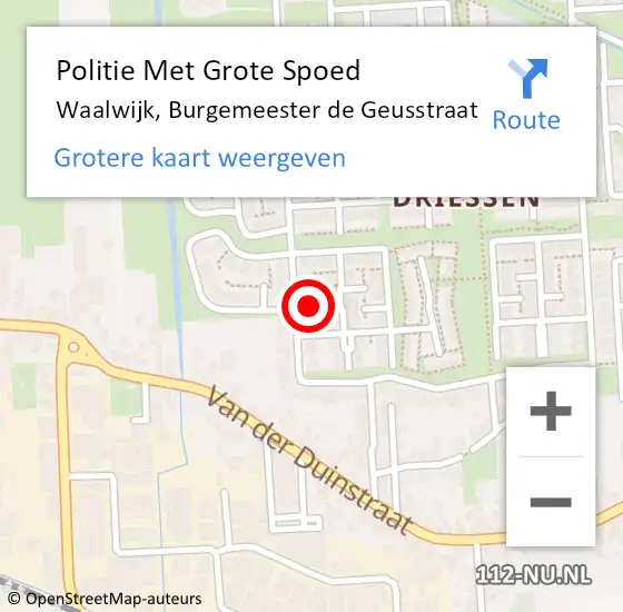 Locatie op kaart van de 112 melding: Politie Met Grote Spoed Naar Waalwijk, Burgemeester de Geusstraat op 24 juni 2021 18:34