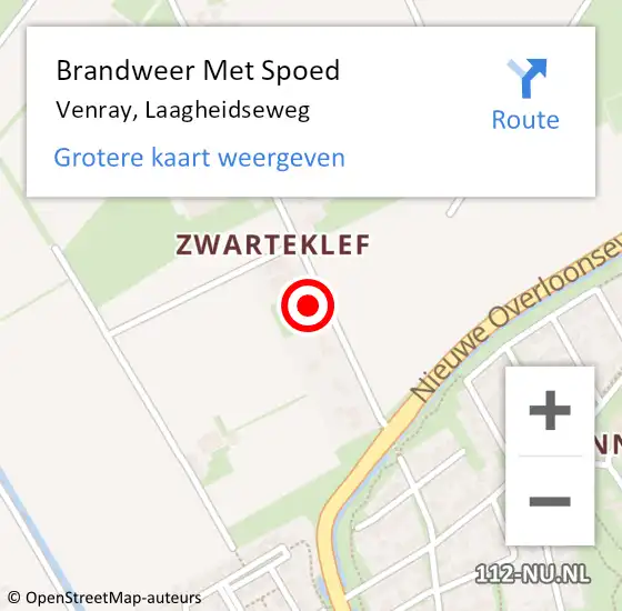 Locatie op kaart van de 112 melding: Brandweer Met Spoed Naar Venray, Laagheidseweg op 24 juni 2021 18:39