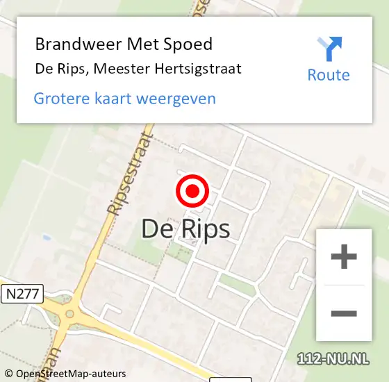 Locatie op kaart van de 112 melding: Brandweer Met Spoed Naar De Rips, Meester Hertsigstraat op 24 juni 2021 18:50