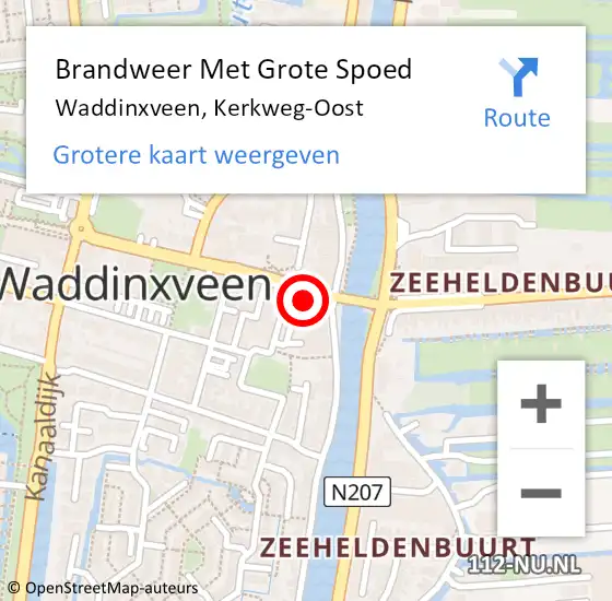 Locatie op kaart van de 112 melding: Brandweer Met Grote Spoed Naar Waddinxveen, Kerkweg-Oost op 14 juni 2014 09:42