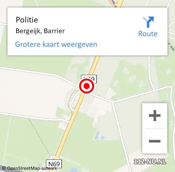 Locatie op kaart van de 112 melding: Politie Bergeijk, Barrier op 24 juni 2021 18:55