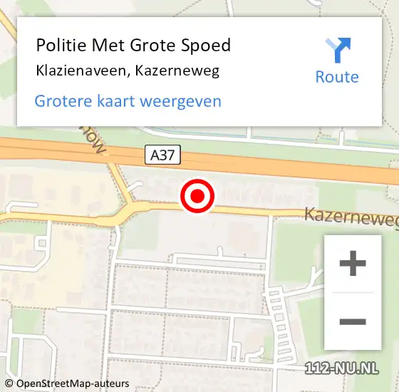 Locatie op kaart van de 112 melding: Politie Met Grote Spoed Naar Klazienaveen, Kazerneweg op 24 juni 2021 19:03