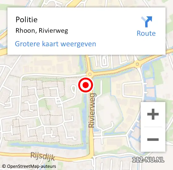 Locatie op kaart van de 112 melding: Politie Rhoon, Rivierweg op 24 juni 2021 19:05