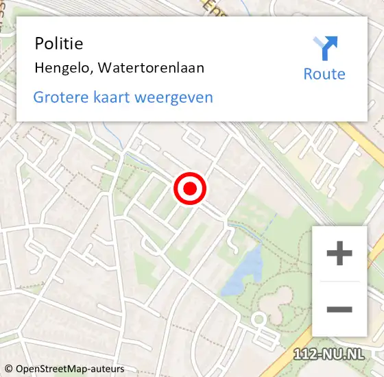 Locatie op kaart van de 112 melding: Politie Hengelo, Watertorenlaan op 24 juni 2021 19:30