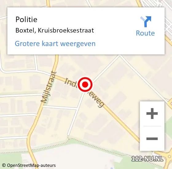 Locatie op kaart van de 112 melding: Politie Boxtel, Kruisbroeksestraat op 24 juni 2021 19:45