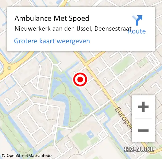 Locatie op kaart van de 112 melding: Ambulance Met Spoed Naar Nieuwerkerk aan den IJssel, Deensestraat op 24 juni 2021 20:05