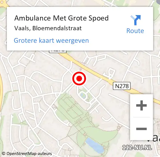 Locatie op kaart van de 112 melding: Ambulance Met Grote Spoed Naar Vaals, Bloemendalstraat op 14 juni 2014 09:49