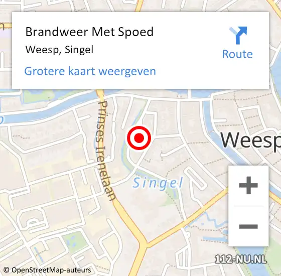 Locatie op kaart van de 112 melding: Brandweer Met Spoed Naar Weesp, Singel op 24 juni 2021 20:18