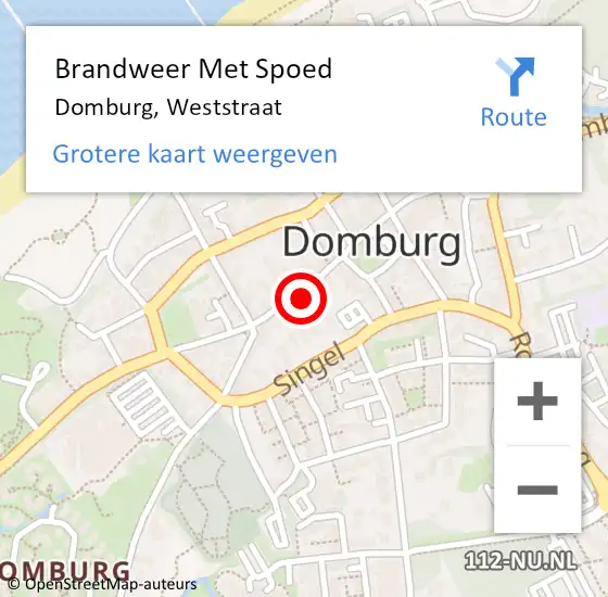 Locatie op kaart van de 112 melding: Brandweer Met Spoed Naar Domburg, Weststraat op 24 juni 2021 20:25