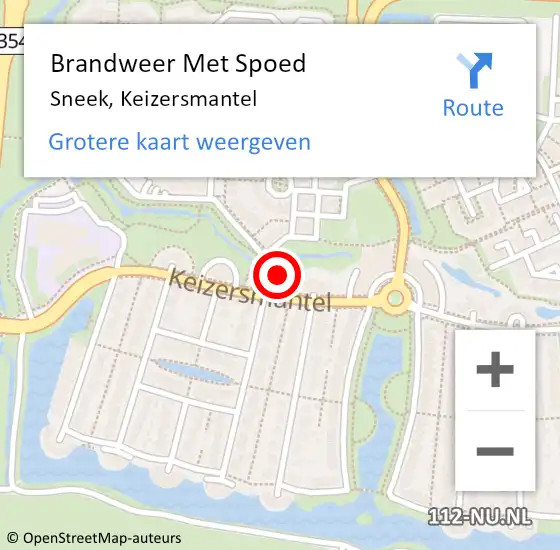 Locatie op kaart van de 112 melding: Brandweer Met Spoed Naar Sneek, Keizersmantel op 24 juni 2021 20:31