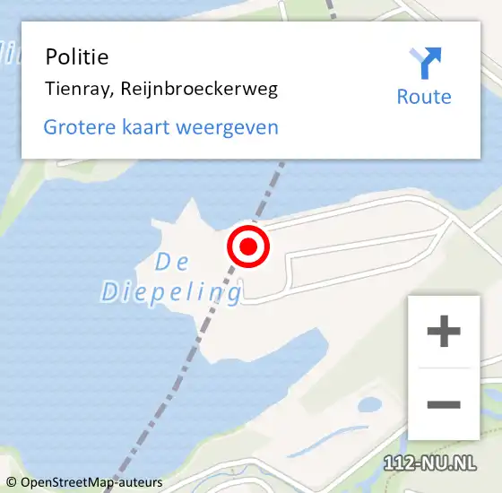 Locatie op kaart van de 112 melding: Politie Tienray, Reijnbroeckerweg op 24 juni 2021 20:35