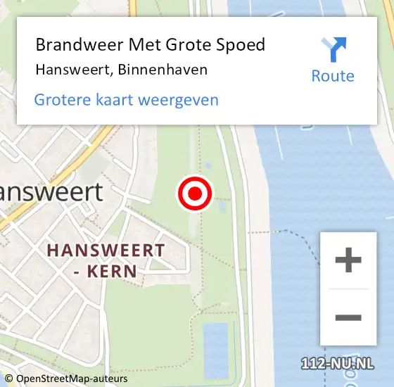 Locatie op kaart van de 112 melding: Brandweer Met Grote Spoed Naar Hansweert, Binnenhaven op 24 juni 2021 20:44