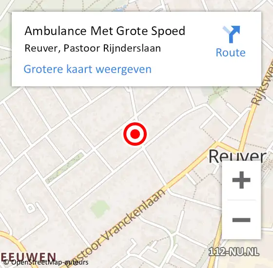 Locatie op kaart van de 112 melding: Ambulance Met Grote Spoed Naar Reuver, Pastoor Rijnderslaan op 24 juni 2021 21:14