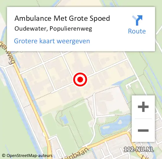 Locatie op kaart van de 112 melding: Ambulance Met Grote Spoed Naar Oudewater, Populierenweg op 24 juni 2021 21:22