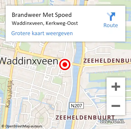 Locatie op kaart van de 112 melding: Brandweer Met Spoed Naar Waddinxveen, Kerkweg-Oost op 14 juni 2014 09:56