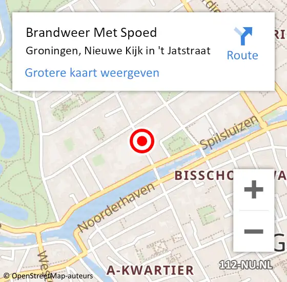 Locatie op kaart van de 112 melding: Brandweer Met Spoed Naar Groningen, Nieuwe Kijk in 't Jatstraat op 24 juni 2021 21:53