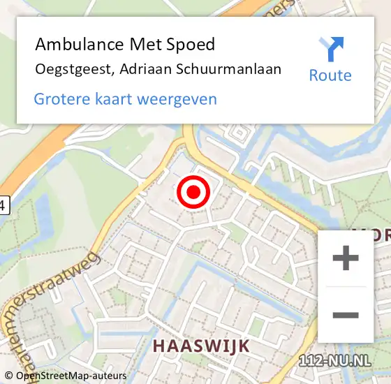 Locatie op kaart van de 112 melding: Ambulance Met Spoed Naar Oegstgeest, Adriaan Schuurmanlaan op 24 juni 2021 22:30