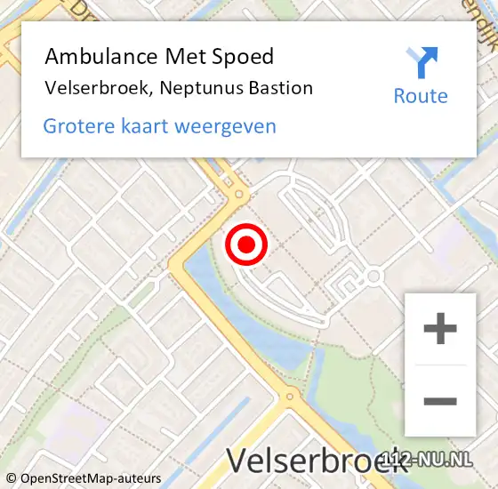 Locatie op kaart van de 112 melding: Ambulance Met Spoed Naar Velserbroek, Neptunus Bastion op 24 juni 2021 22:46