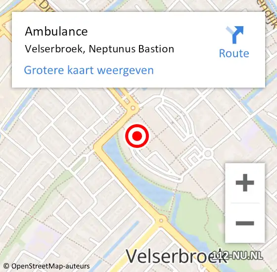 Locatie op kaart van de 112 melding: Ambulance Velserbroek, Neptunus Bastion op 24 juni 2021 22:48