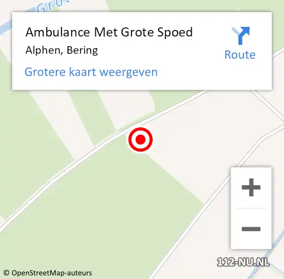 Locatie op kaart van de 112 melding: Ambulance Met Grote Spoed Naar Alphen, Bering op 24 juni 2021 23:02