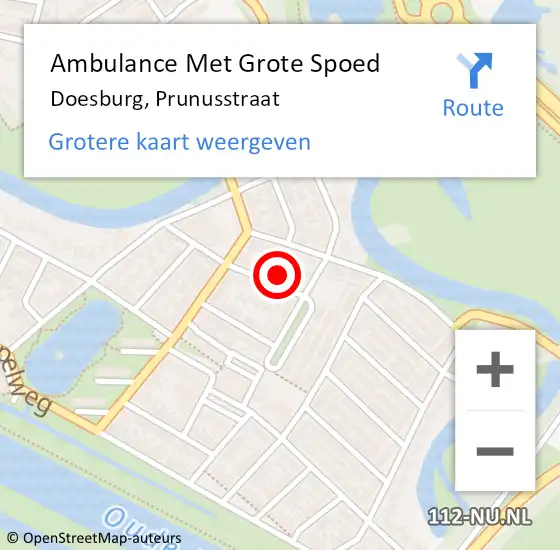 Locatie op kaart van de 112 melding: Ambulance Met Grote Spoed Naar Doesburg, Prunusstraat op 24 juni 2021 23:45