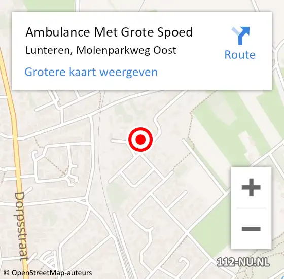 Locatie op kaart van de 112 melding: Ambulance Met Grote Spoed Naar Lunteren, Molenparkweg Oost op 24 juni 2021 23:47